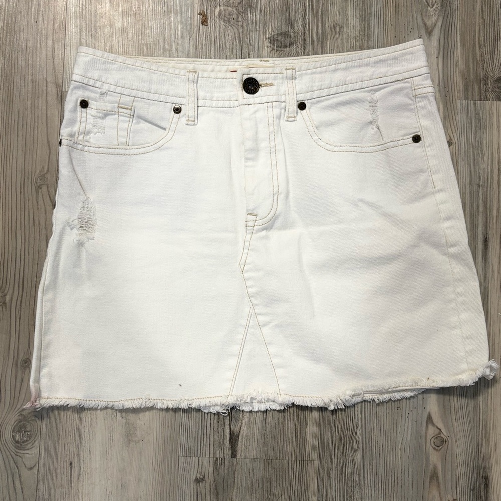 GAP White Frayed Hem Mini Skirt